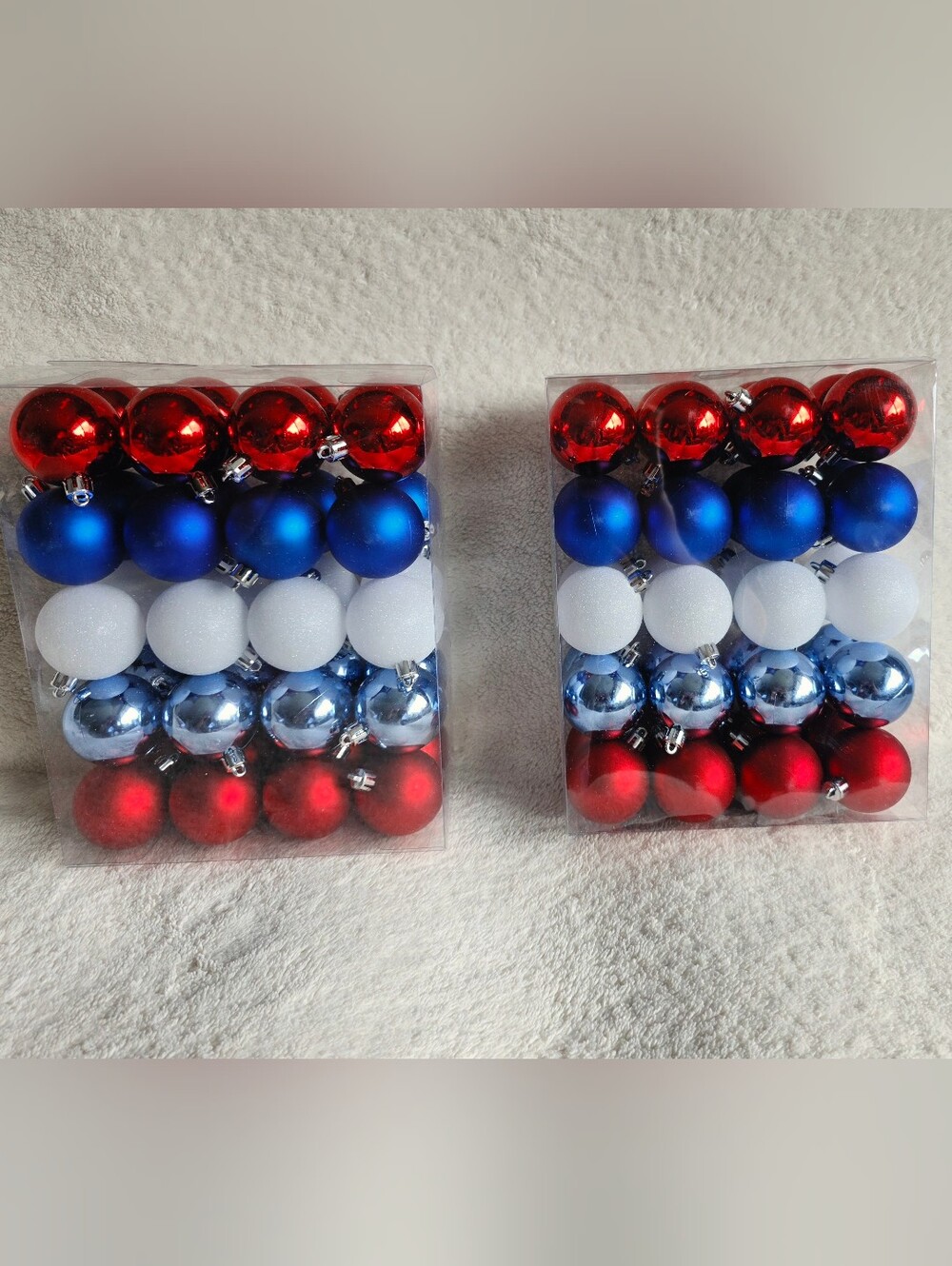Bundle of 2 new 40-Count Red White & Blue Ornaments, 7.7" patriotic 4th of July